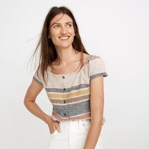 Madewell Texture & Thread Button-Front Top in Stripe